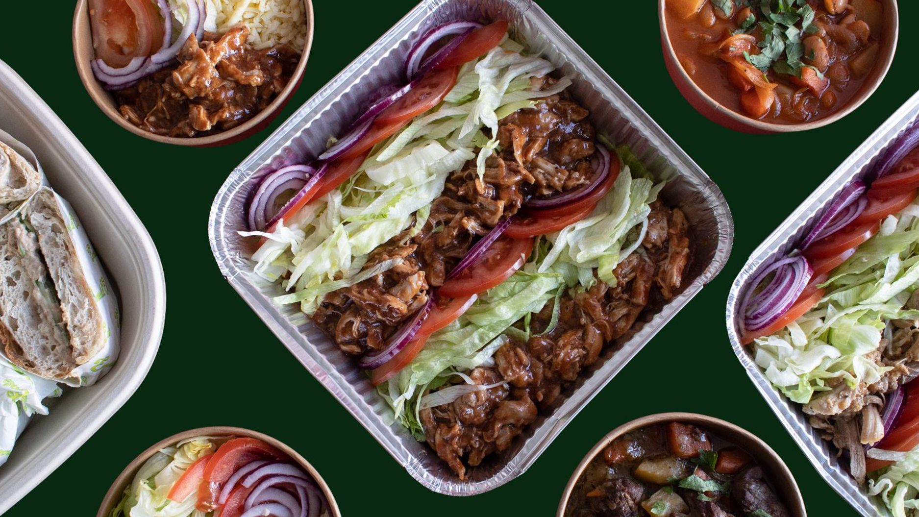Emerald Eats catering spread of Irish deli boxes, wraps and hot bowls